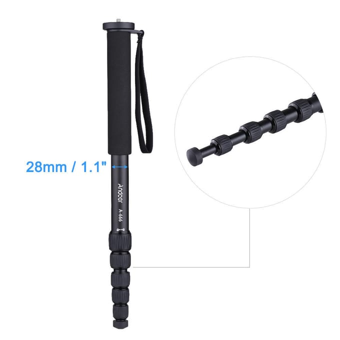 A666 181cm/5.9ft Telescopische Camera Monopod voor Sony Nikon Canon Cam