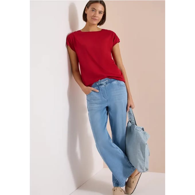 Shirt met korte mouwen en rimpels