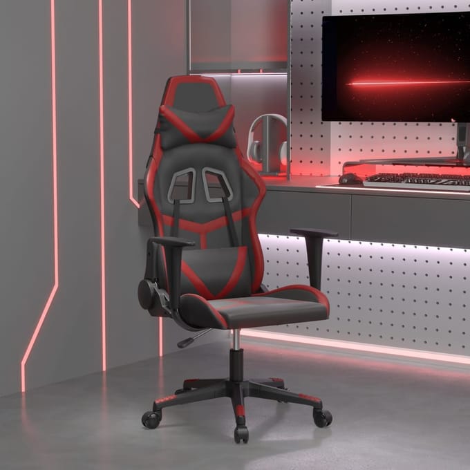 vidaXL - Gamestoel - kunstleer - zwart - en - wijnrood
