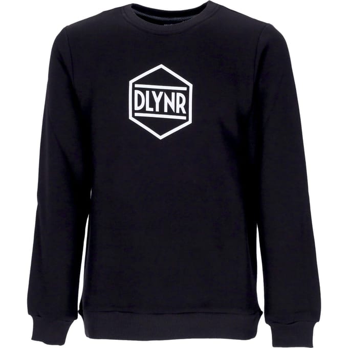 Herensweatshirt met ronde hals, logo zwart