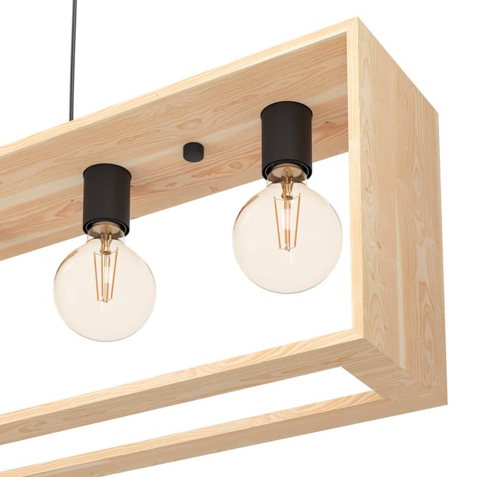 EGLO Famborough - Hanglamp - E27 - 100 cm - Zwart/Hout
