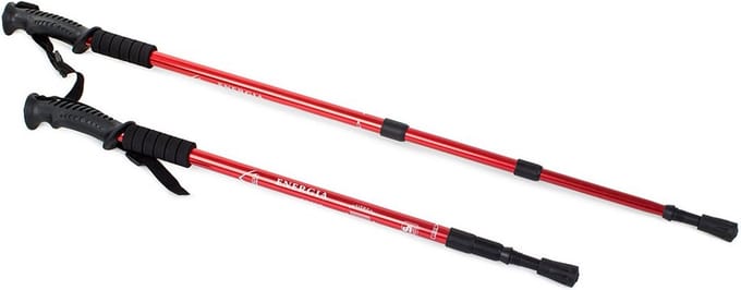 1 stuks Nordic Walking wandelstok - Rood - Antishock - 135cm max - Levering per stuk