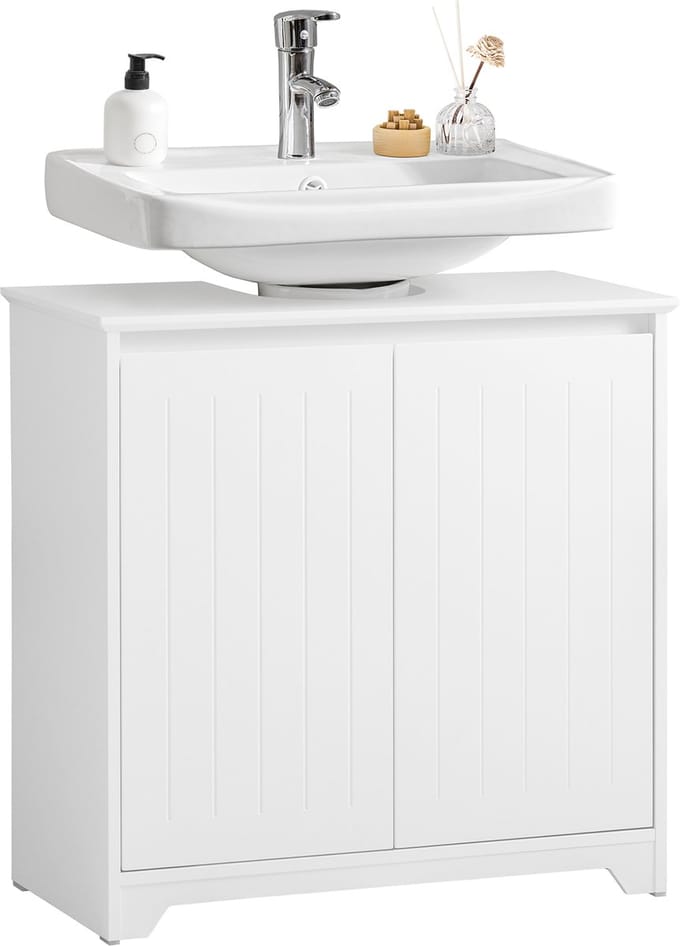 SoBuy BZR108-II-W Wastafel Onderkast - Wit Houten Design & Ruimte