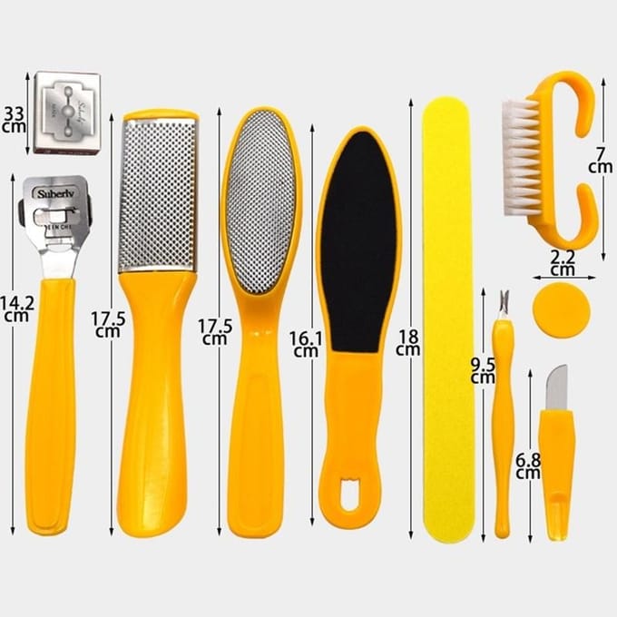 10 stks/set Beroep Pedicure Kit Rasp Voetvijl Eelt Remover Schraper Voetverzorging Tool Kit blauw