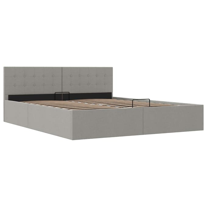 vidaXL - Bedframe - met - hydraulische - opslag - stof - lichtgrijs - 160x200 - cm