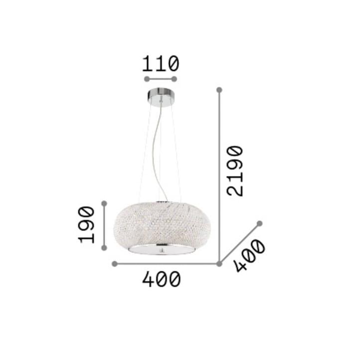 IDEAL LUX hanglamp Pasha, goudkleurig/transparant, Ø 40 cm, glas