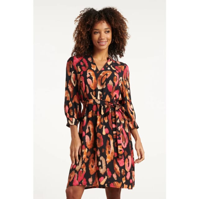 Smashed Lemon 25677 roze en zwart dierenprint jurk |