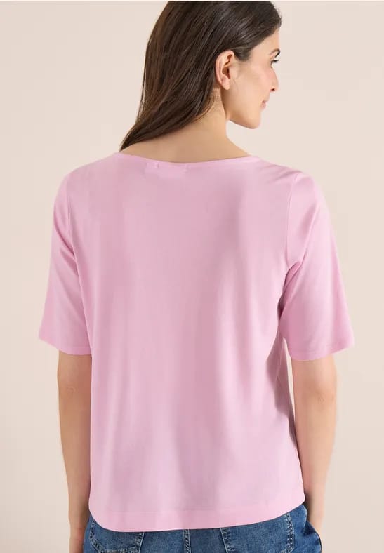 Shirt met boothals en tekst