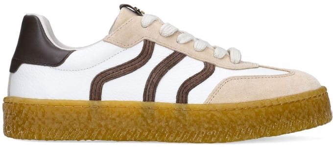 No Stress - Dames - Witte leren sneakers met suède details - Maat 41