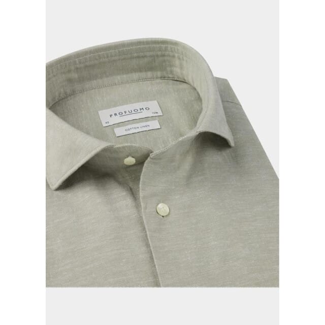 Profuomo slim fit heren overhemd - structuur - beige