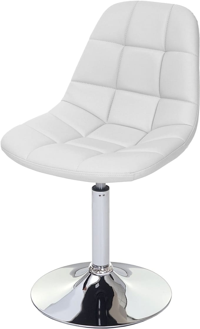 Set van 2 eetkamerstoelen MCW-A60, draaistoel, chroom ~ kunstleer wit