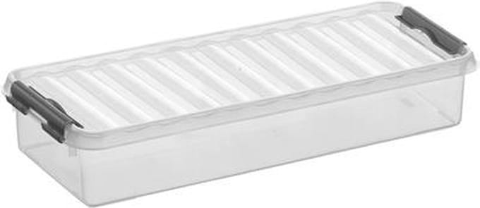 Sunware - Q-line opbergbox 2,5L transparant metaal - 38,8 x 14,2 x 6,5 cm