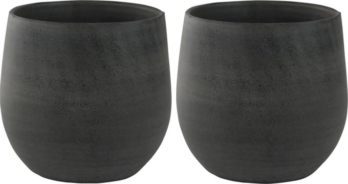 Ter Steege Plantenpot - 2x - moderne look - grafiet - 18 x 16 cm
