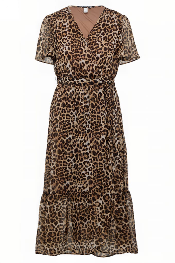 Vrouwelijke chiffon jurk met overslag-effect QS