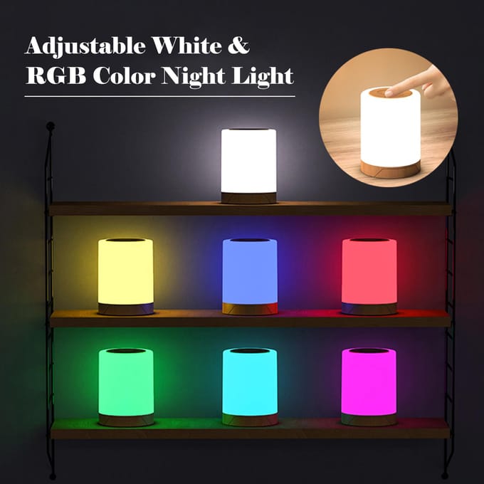 Nachtkastlamp Touch Sensor Nachtlampjes Wit & RGB Licht Instelbare Timing Helderheid Licht wit