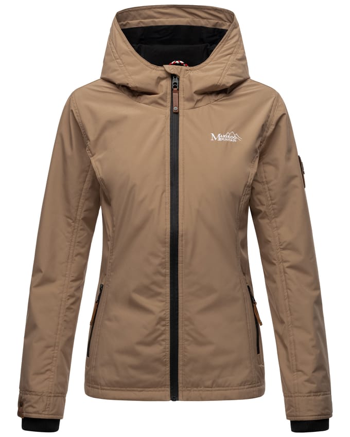 Marikoo dames overgangsjas lichtgewicht water- en windafstotend met capuchon taupe