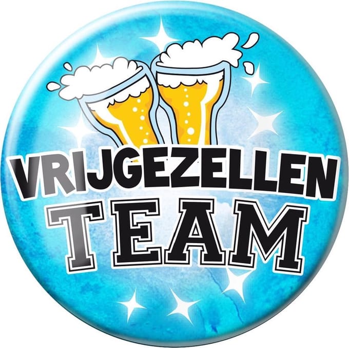 Paperdreams - Button Vrijgezellen Team - blauw