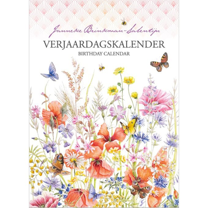 Janneke Brinkman Verjaardagskalender - Klaproos met vlinder - 18x25cm