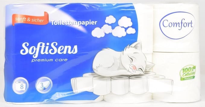 64 Rollen Toiletpapier Softisens - 3 laags - Voordeelverpakking