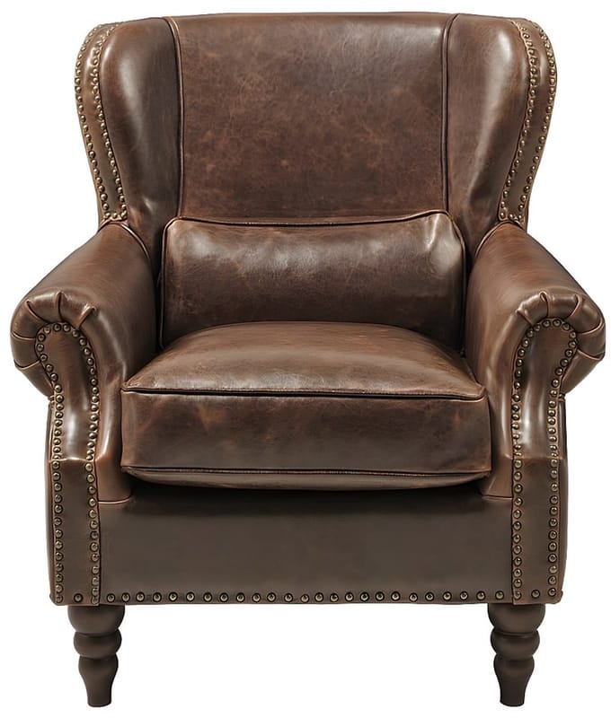 Vente-unique Fauteuil 100% leer EDOUARD - Bruin