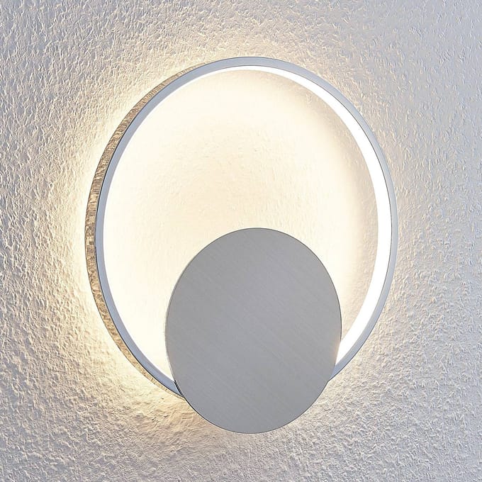 Lindby LED wandlamp Anays, Ø 32 cm, chroom/helder, kunststof