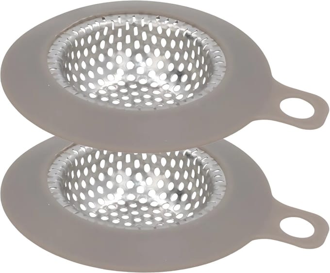 Gerimport gootsteen zeefje - 7 x 8 cm - zilver - metaal - wasbak - keukenaccessoires