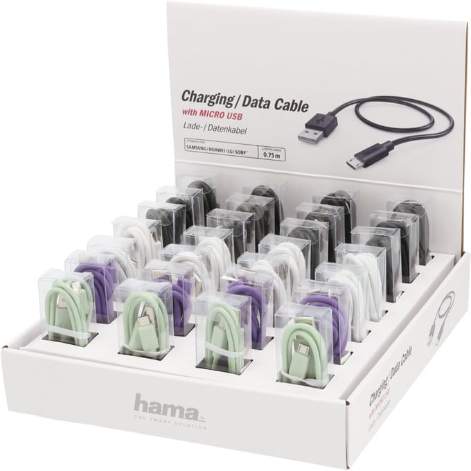 Hama 00187242 USB-kabel USB 2.0 0,75 m USB A Micro-USB A Zwart, Groen, Paars, Wit