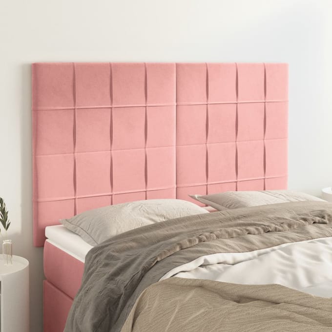 vidaXL - Hoofdbord - roze - 144x5x118/128 - cm - fluweel
