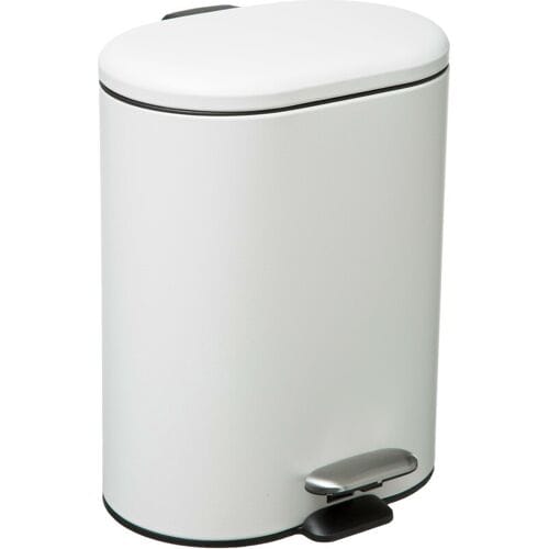 5Five - Prullenbak/pedaalemmer wit rvs metaal 6 liter - 15x24x30 cm
