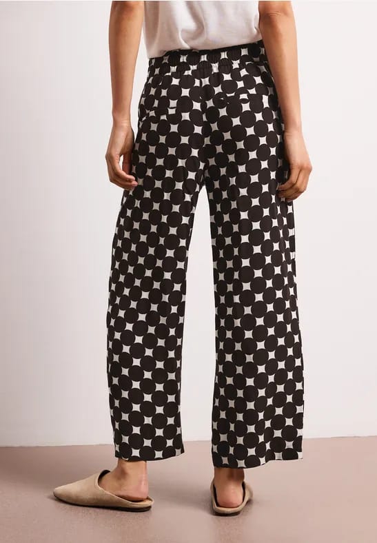 High Waist broek met Wide Legs en print