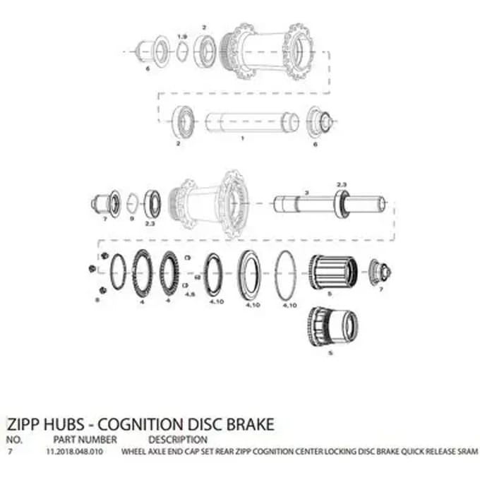 Achterwielasuiteinden Zipp cognition db Sram