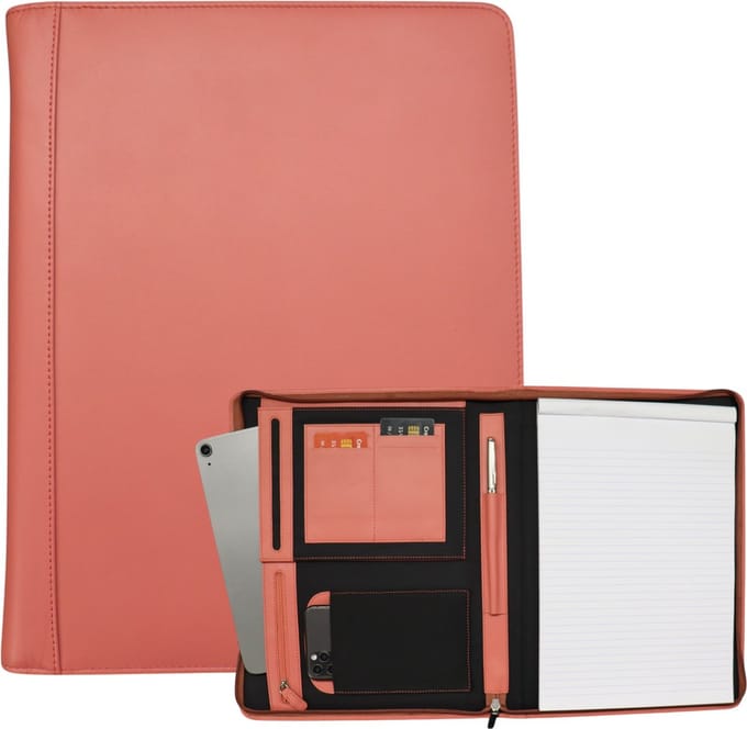 Safekeepers leren schrijfmap a4 - Schrijfmap - Documentenmap - Ipad cover - A4 - Leer - Roze