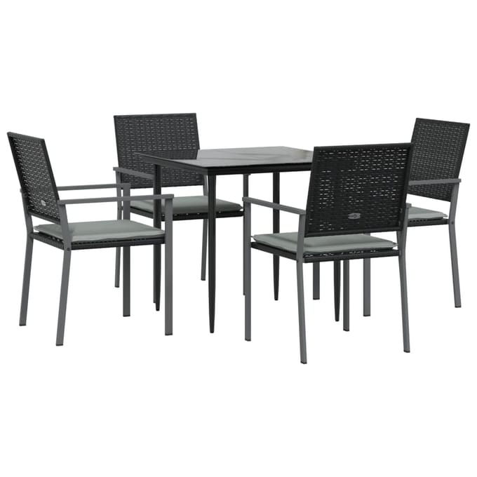 vidaXL - 5-delige - Tuinset - met - kussens - poly - rattan - en - staal