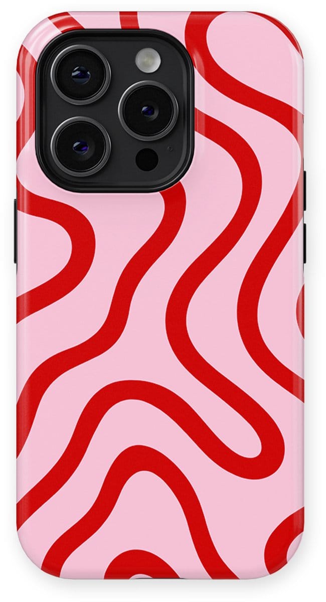 DripCase Curvy Lines Hoesje geschikt voor iPhone 14 Pro Max | Backcover met Mag | Design Tough Case geschikt voor iPhone 14 Pro Max Candy Current