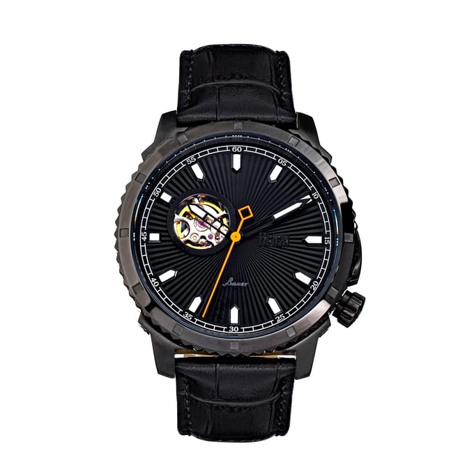 Reign Bauer automatisch semi-skelet lederen band horloge