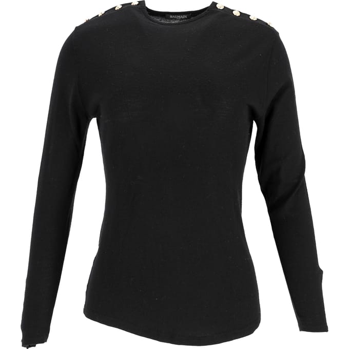 Balmain top met knoopjes in zwarte wol