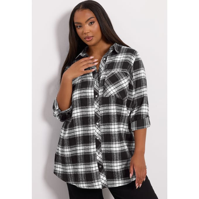 Yours Zwart Geruit Boyfriend Shirt Size 48