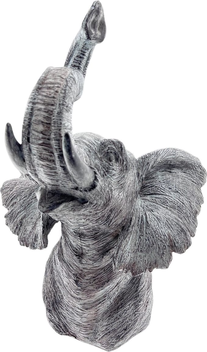 Carter Grey poly elephant head - Deoratie olifantenkop - 24x30x44 cm