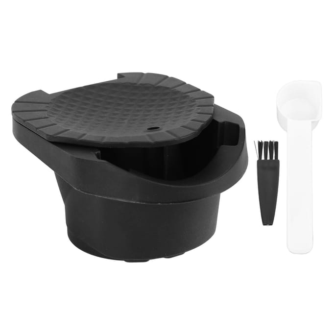 Herbruikbare Koffiecapsule Adapter Navulbare Koffiecapsule Converter met Lepel Borstel L(for 6.5-9kg) black