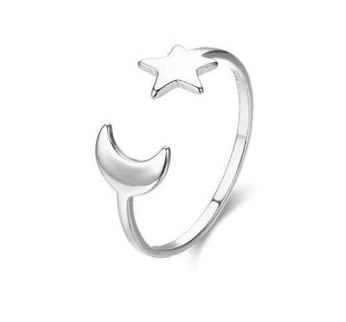 Jomide Ring maan ster Boho - Verstelbaar - Zilver