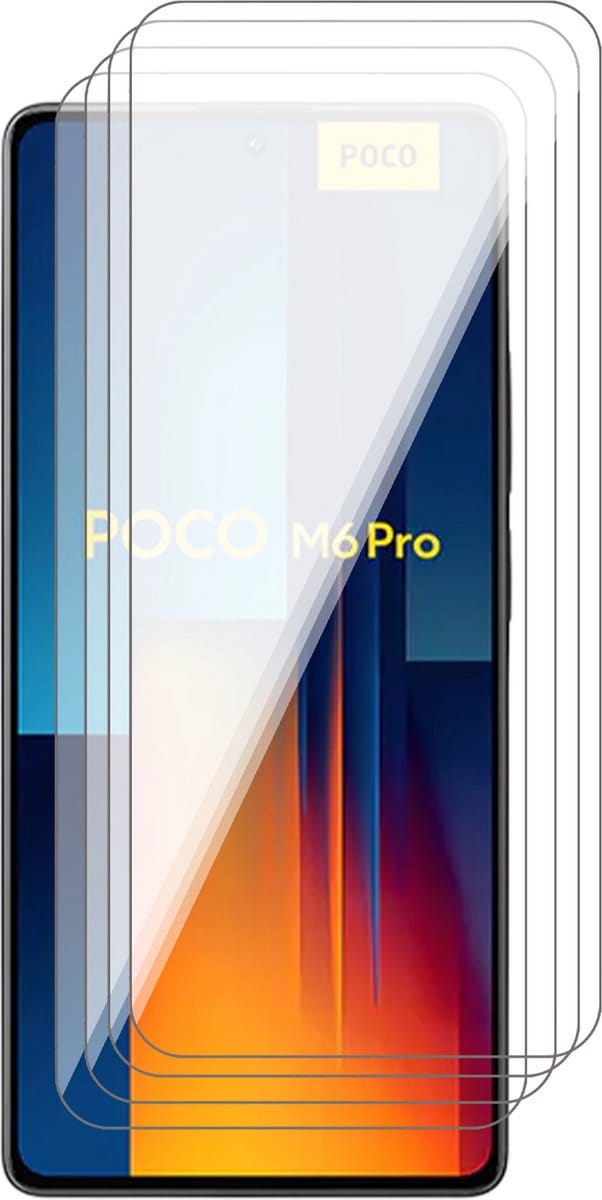 Screenprotector geschikt voor Poco M6 Pro - 4x Glas Screen Protector