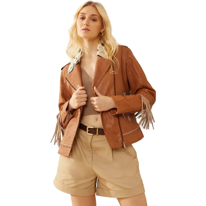Vrouwen leren jas Myra Bag Phoenix Fringed