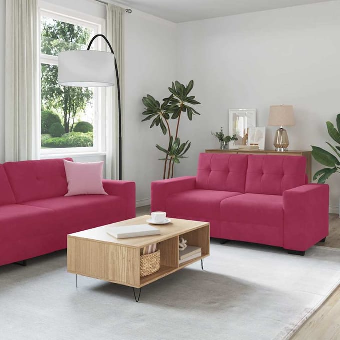 vidaXL Bankstel 3 pcs Windrood 221 x 80 x 80 cm Fluweel