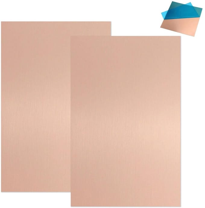 2 Stuks Koperen Plaat 1mm Dik 100x200mm voor Sieraden en Knutselen