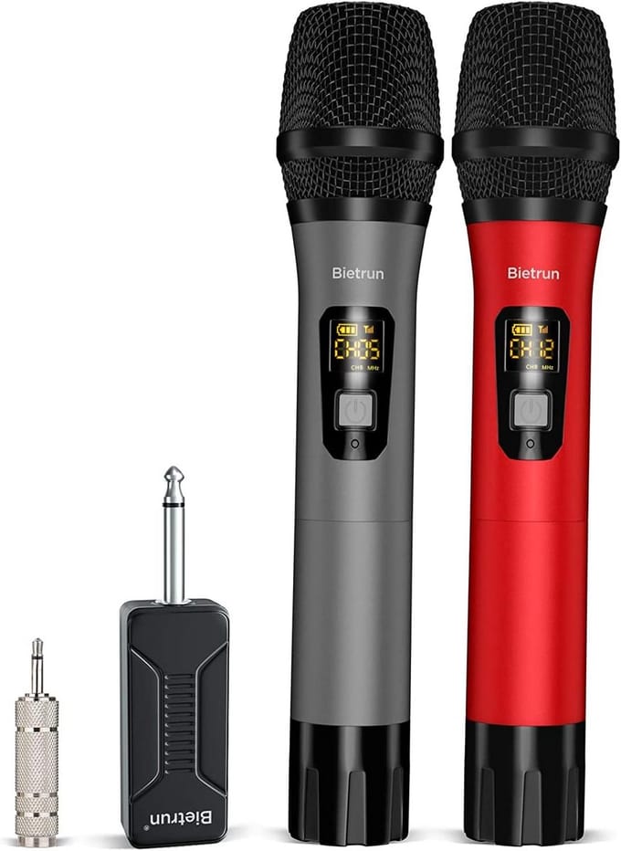 Draadloze Microfoon Set - Dynamische Microfoons - Karaoke en Zang - 160ft Bereik - 24.5 cm Lengte - Zwart