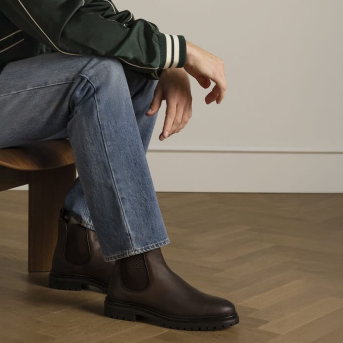 Manfield - Heren - Bruine leren chelsea boots - Maat 45