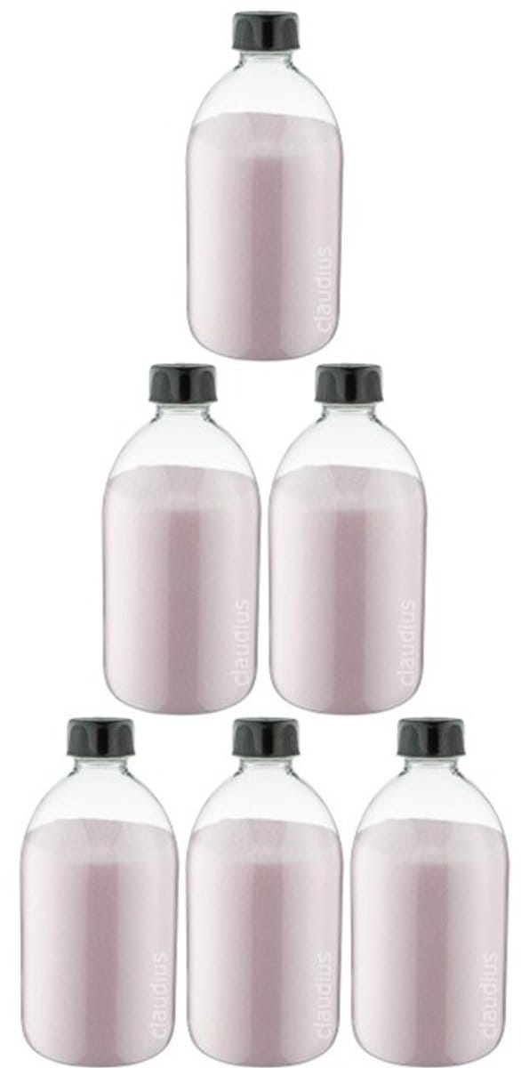 Scrubzout Rozen - 650 gram - Fles met zwarte dop - set van 6 stuks - Hydraterende Lichaamsscrub