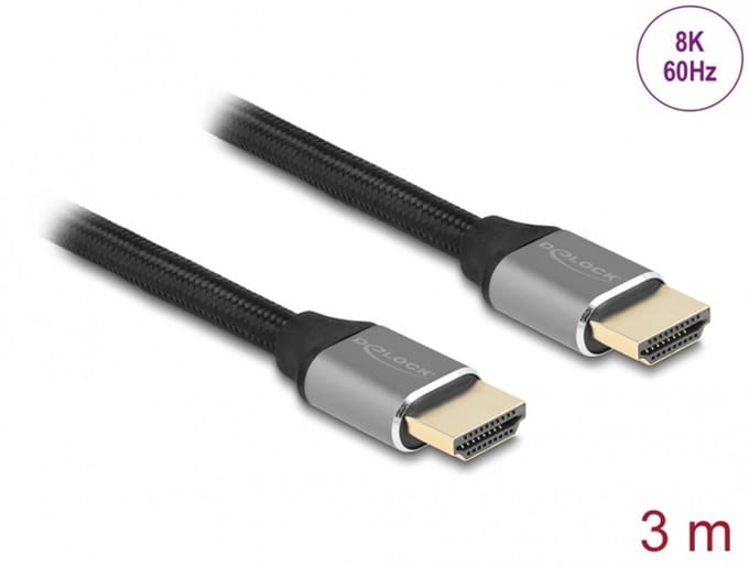 Delock Ultra High Speed HDMI Cable 48 Gbps 8K 60 Hz grey 3 m certified
