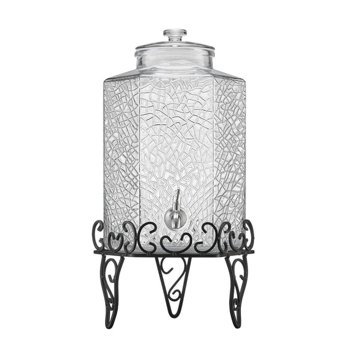 Distributeur de Boissons 10L Distributeur de Boissons pour Fêtes en Verre avec Support