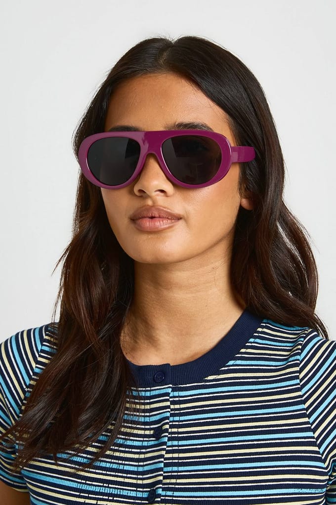 boohoo Dames Pruimkleurige Oversized Aviator Zonnebril | Bordeaux Rood
